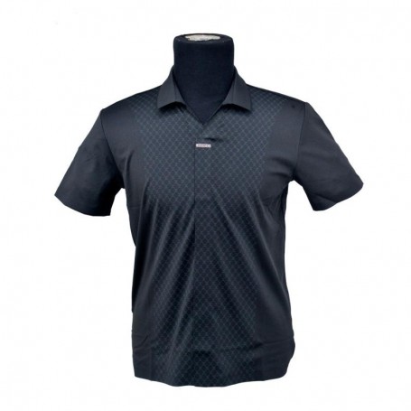 Polo homme noir motif à losanges M à 3XL - TSH824