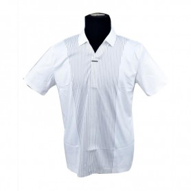 Polo homme blanc fines rayures M à 3XL - TSH830