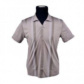 Polo homme beige larges rayures M à 3XL - TSH831