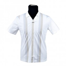Polo homme blanc rayures modernes M à 3XL - TSH832
