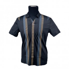 Polo homme noir rayures contrastées M à 3XL - TSH834