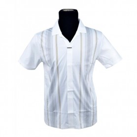 Polo homme blanc élégant avec bandes texturées - M à 3XL - TSH846