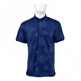 Polo homme bleu marine à motif floral - taille M à 3XL - TSH853