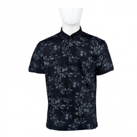 Polo homme imprimé floral noir - Taille M à 3XL - TSH859