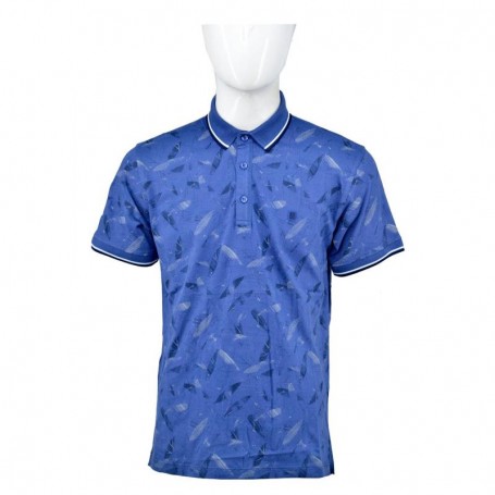 Polo homme bleu foncé à motif graphique - tailles M à 3XL - TSH870