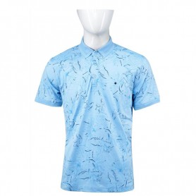 Polo homme bleu clair à motif floral - tailles M à 3XL - TSH871