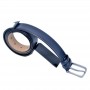 Ceinture en cuir bleu marine avec boucle argentée - CNT102