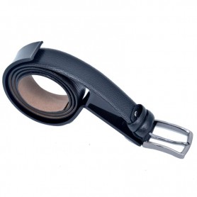 Ceinture en cuir grainé noir avec boucle argentée - CNT105