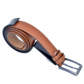 Ceinture en cuir marron clair avec boucle argentée - CNT107