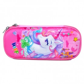 Trousse licorne rose avec grand compartiment - TRS73