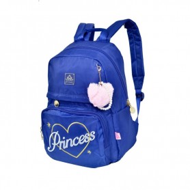Sac à dos Princess bleu avec pompon rose - SC2854