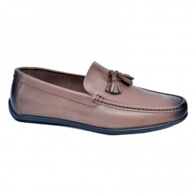 Mocassin en cuir marron avec pampilles - Style chic - MOC571