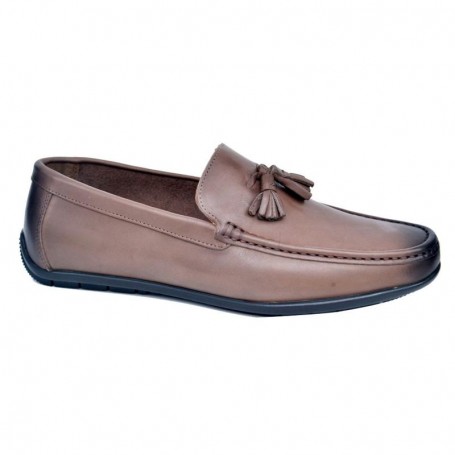 Mocassin en cuir marron avec pampilles - Style chic - MOC571