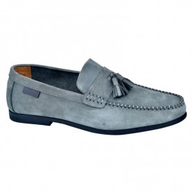 Mocassin en daim gris avec pampilles - Élégance raffinée - MOC584