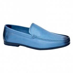 Mocassin en cuir bleu ciel - Élégance minimaliste - MOC586