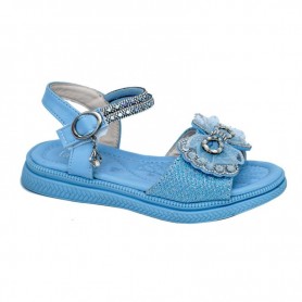 Sandales élégantes pour filles avec strass et fleurs - Bleu - 31 à 36  - ENF565