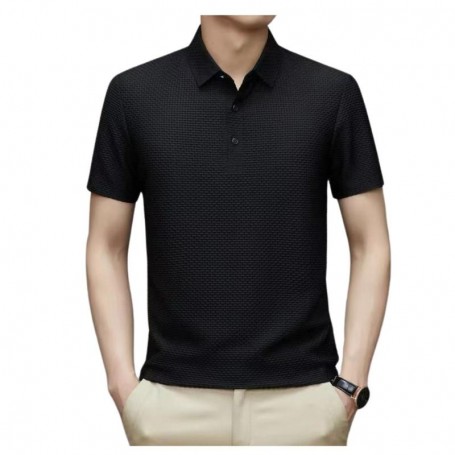 Polo homme noir texturé chic et moderne - TSH898
