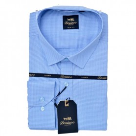 Chemise Slim Fit Bleu à Motif Homme - Style et Élégance – CHM1092