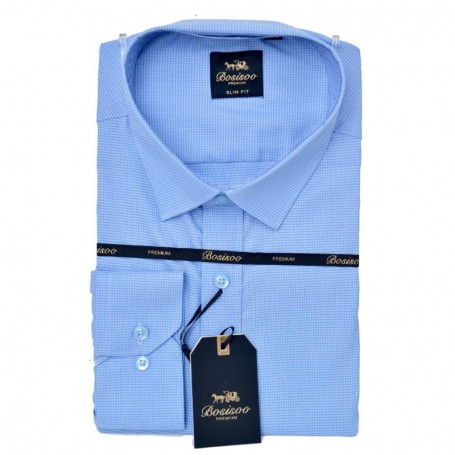 Chemise Slim Fit Bleu à Motif Homme - Style et Élégance – CHM1092
