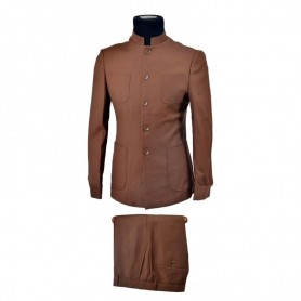 Costume homme marron col mao élégant - CTM400