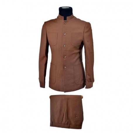 Costume homme marron col mao élégant - CTM400