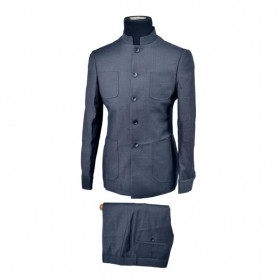 Costume homme gris foncé col mao raffiné - CTM402