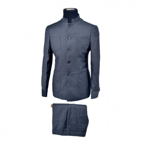 Costume homme gris foncé col mao raffiné - CTM402