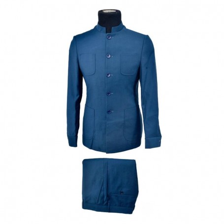 Costume homme bleu roi col mao chic - CTM406