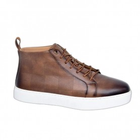 Sneakers marron quadrillées - Style moderne - SNK425