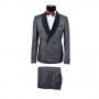 Costume gris 2 pièces avec col en satin noir - CTM431
