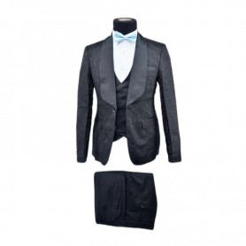 Costume noir 3 pièces avec motifs élégants - CTM438