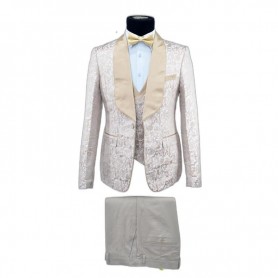 Costume beige 3 pièces élégant et floral - CTM439