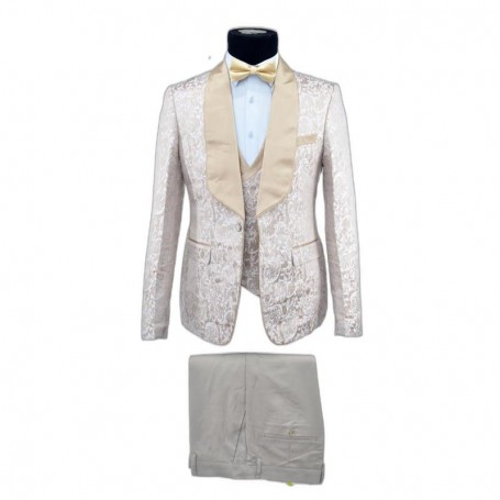 Costume beige 3 pièces élégant et floral - CTM439