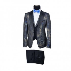 Costume noir et bleu 3 pièces artistique - CTM441
