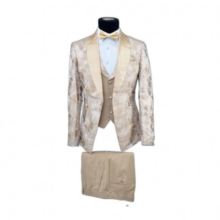 Costume beige doré 3 pièces floral - CTM442