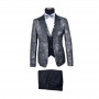Costume noir 3 pièces avec motifs argentés - CTM443
