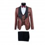 Costume bordeaux 3 pièces avec motifs floraux - CTM444