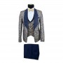 Costume bleu 3 pièces avec motifs dorés - CTM445
