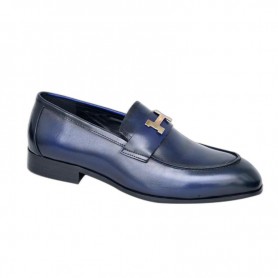 Mocassin en cuir bleu chic et confortable - CDV1732