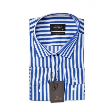 Chemise homme rayée bleu et blanc - Élégance moderne – CHM1105