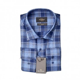 Chemise homme à carreaux bleus - Élégance décontractée – CHM1109