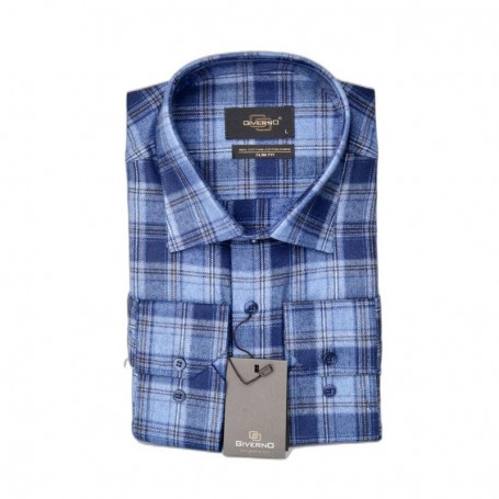 Chemise homme à carreaux bleus - Élégance décontractée – CHM1109