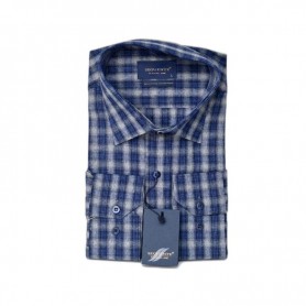 Chemise homme à carreaux bleus - Élégance décontractée – CHM1110