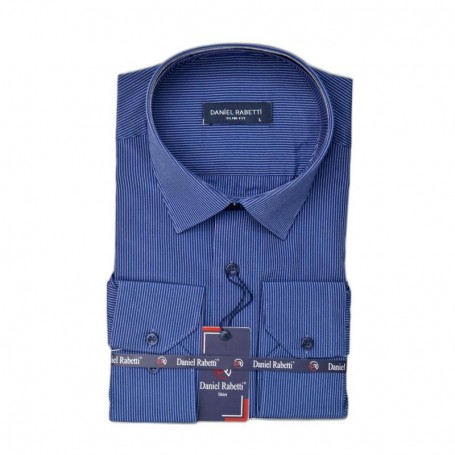 Chemise homme rayée bleu marine - Style moderne – CHM1113