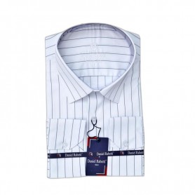 Chemise homme blanche à rayures noires - Élégance intemporelle – CHM1114