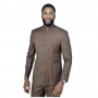 Costume homme marron avec col mandarin - Élégance à Dakar - CTM450