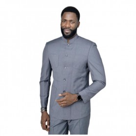 Costume homme gris élégant - Style raffiné au Sénégal - CTM451