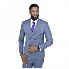 Costume homme bleu à carreaux - Mode masculine à Dakar - CTM452