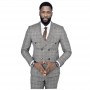 Costume homme gris clair à carreaux - Élégance au Sénégal - CTM453
