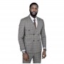 Costume homme gris clair à carreaux - Élégance au Sénégal - CTM453